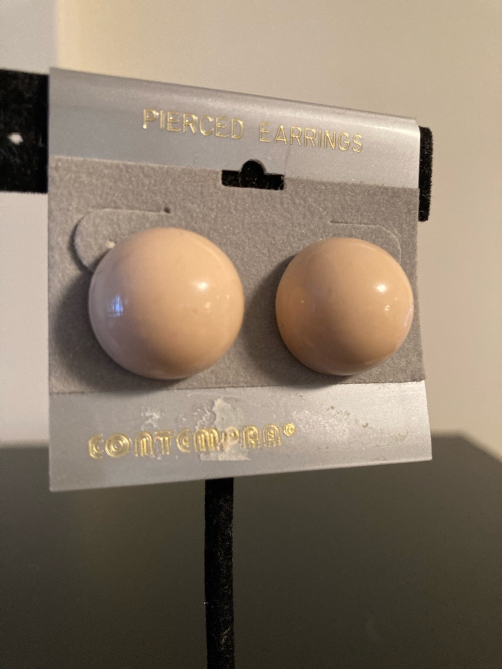 Nude Round Button Stud Earrings